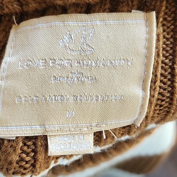 Love For Humanity Brown and Ivory Striped Sweater - Picture 3 of 6